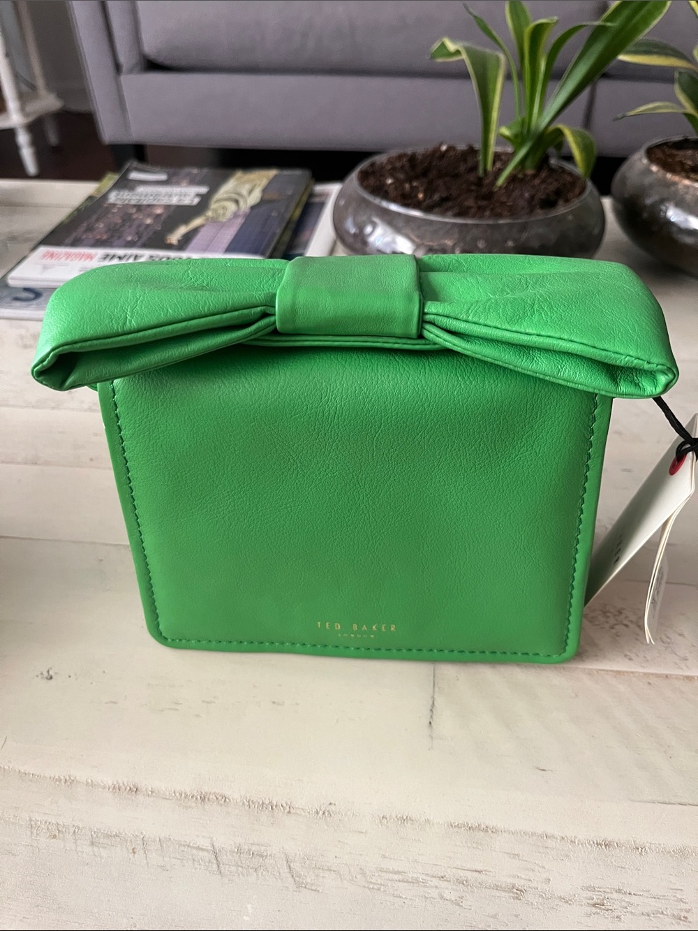 Ted Baker Bright Green Bow-Top Mini Crossbody